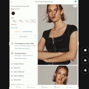 Pilcro Black Fitted Bodysuit with Cap Sleeves and Zipper